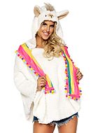 Lama (kvinne), kostyme-poncho, hette, dusk, hale